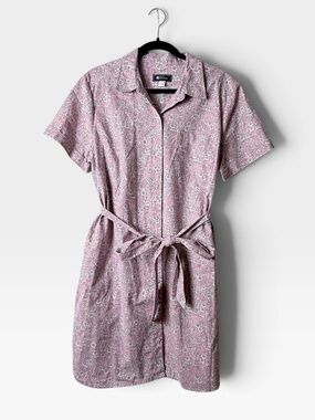 Reyn Spooner Floral Shirt Dress Size XL Summer Mauve Midi Wrap (P)